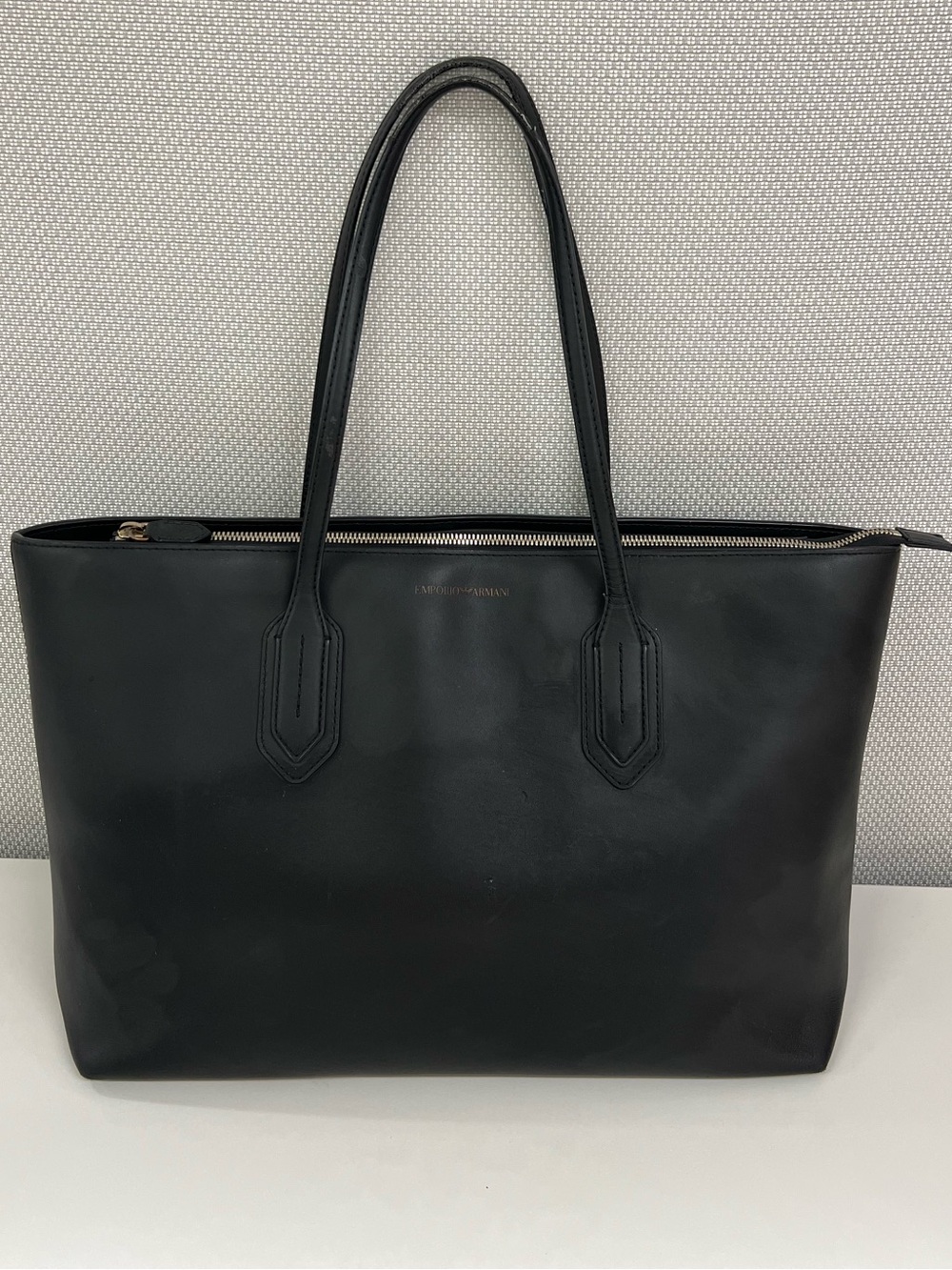 Emporio Armani Black Leather Bag Red interior